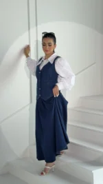 Elegant Denim Skirt & Vest Set – Turkish Manufacturing - Image 3