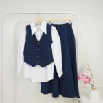 Elegant Denim Skirt & Vest Set – Turkish Manufacturing