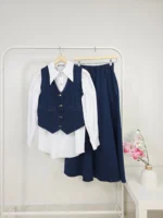 Elegant Denim Skirt & Vest Set – Turkish Manufacturing