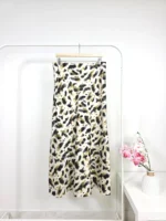 Printed Satin Skirt in Olive & Black – High-Quality Turkish Manufacturing