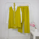 طقم من ثلاث قطع باللون الأخضر الليموني – صناعة تركية