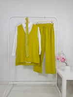 طقم من ثلاث قطع باللون الأخضر الليموني – صناعة تركية