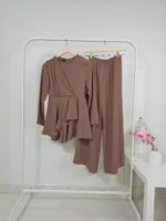 Blouse and Pants Set in Brown – Turkish Manufacturing