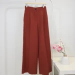 Women’s Wide Formal Pants in Brick Red – Turkish Manufacturing