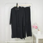 Two-Piece Black Set (Kimono with Pants) – High-Quality Turkish Manufacturing