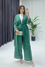Two-Piece Green Set (Kimono with Pants) – High-Quality Turkish Manufacturing - Image 2