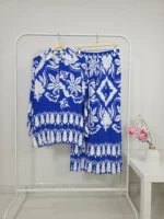 Two-Piece Set in Blue & White – Turkish Manufacturing