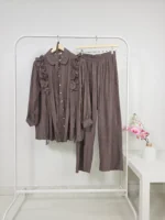 Blouse and Pants Set in Dark Brown – Turkish Manufacturing