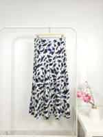Printed Satin Skirt in Blue & Black – High-Quality Turkish Manufacturing