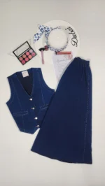 Elegant Denim Skirt & Vest Set – Turkish Manufacturing - Image 2
