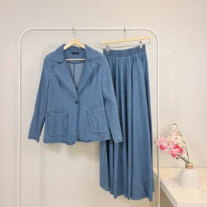 Women’s Blouse and Skirt Light Jeans Set – High-Quality Turkish Manufacturing