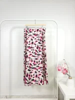 Printed Satin Skirt in Pink & Black – High-Quality Turkish Manufacturing