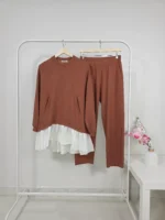 Blouse and Pants Set in Copper Brown – Turkish Manufacturing - Image 2