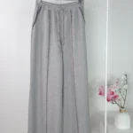 بنطلون نسائي واسع كلوش بلون رمادي أنيق – صناعة تركية عالية الجودة