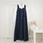 فستان جينز بدون أكمام مع أزرار أمامية – صناعة تركية