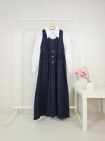 Sleeveless Denim Dress with Front Buttons – Turkish Manufacturing